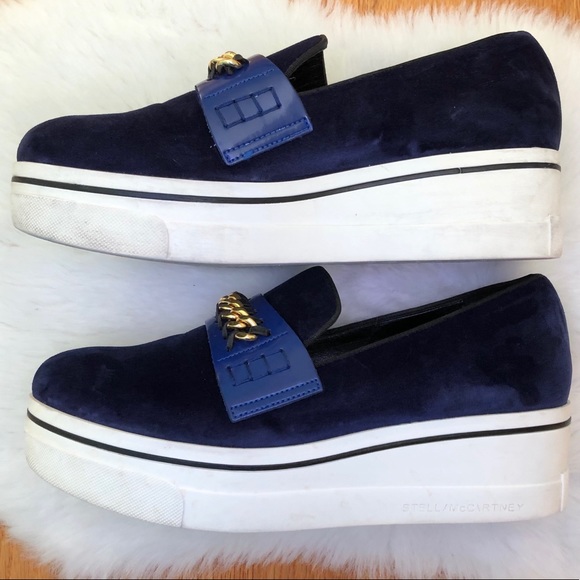 Used Stella McCartney velvet shoes size 11 navy - Picture 5 of 5